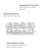 Load image into Gallery viewer, Sterling Silver Melody CZ Bezel Ring Set of 3