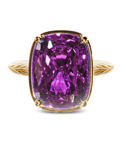 Load image into Gallery viewer, Sterling Silver Elongated Cushion Amethyst CZ Cocktail Ring