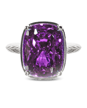 Load image into Gallery viewer, Sterling Silver Elongated Cushion Amethyst CZ Cocktail Ring