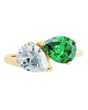 Load image into Gallery viewer, Sterling Silver Pear Toi et Moi Ring