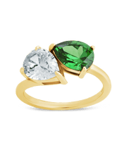 Load image into Gallery viewer, Sterling Silver Pear Toi et Moi Ring