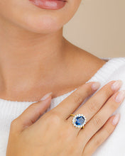 Load image into Gallery viewer, Sterling Silver Sapphire Halo Ring