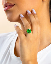 Load image into Gallery viewer, Sterling Silver Elongated Cushion Emerald CZ Cocktail Ring