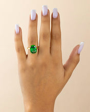 Load image into Gallery viewer, Sterling Silver Elongated Cushion Emerald CZ Cocktail Ring