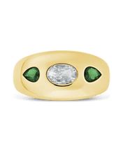 Load image into Gallery viewer, Sterling Silver Triple-Stone Tapered Dome Ring