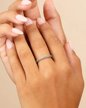 Load image into Gallery viewer, Sterling Silver 2.5mm Thin Sapphire CZ Band Ring