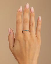 Load image into Gallery viewer, Sterling Silver 2.5mm Thin Sapphire CZ Band Ring