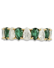 Load image into Gallery viewer, Sterling Silver Pear Cut Emerald CZ Celebration Band Ring