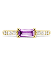 Load image into Gallery viewer, Sterling Silver Thin Amethyst CZ Stacking Birthstone Ring