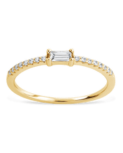 Load image into Gallery viewer, Sterling Silver Thin Clear CZ Stacking Birthstone Ring