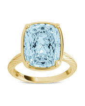 Load image into Gallery viewer, Sterling Silver Elongated Cushion Aquamarine CZ Cocktail Ring