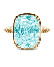 Load image into Gallery viewer, Sterling Silver Elongated Cushion Aquamarine CZ Cocktail Ring