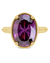 Load image into Gallery viewer, Sterling Silver Oval Cut Amethyst CZ Cocktail Ring