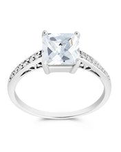 Load image into Gallery viewer, Sterling Silver Princess Cut CZ Promise Ring