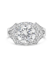 Load image into Gallery viewer, Sterling Silver Split Shank CZ Halo Ring