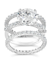 Load image into Gallery viewer, Sterling Silver Brilliant Engagement Ring Set of 3