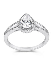 Load image into Gallery viewer, Sterling Silver CZ Pear Cut Engagement Ring