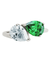 Load image into Gallery viewer, Sterling Silver Pear Toi et Moi Ring