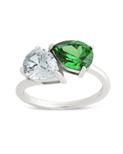 Load image into Gallery viewer, Sterling Silver Pear Toi et Moi Ring