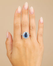 Load image into Gallery viewer, Sterling Silver Sapphire Halo Ring