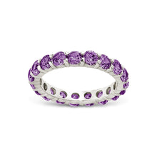 Load image into Gallery viewer, Sterling Silver Gracie Amethyst CZ Eternity Ring