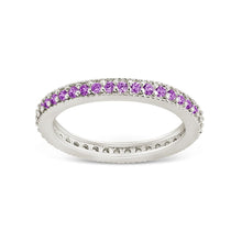 Load image into Gallery viewer, Sterling Silver 2.5mm Thin Amethyst CZ Band Ring