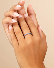 Load image into Gallery viewer, Sterling Silver 2.5mm Thin Amethyst CZ Band Ring