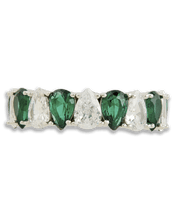 Load image into Gallery viewer, Sterling Silver Pear Cut Emerald CZ Celebration Band Ring