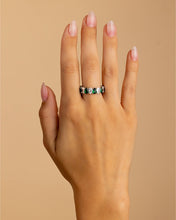 Load image into Gallery viewer, Sterling Silver Pear Cut Emerald CZ Celebration Band Ring