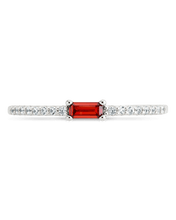 Load image into Gallery viewer, Sterling Silver Thin Garnet CZ Stacking Birthstone Ring