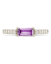 Load image into Gallery viewer, Sterling Silver Thin Amethyst CZ Stacking Birthstone Ring