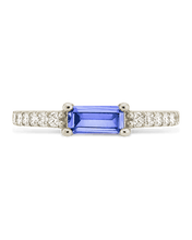 Load image into Gallery viewer, Sterling Silver Thin Aquamarine CZ Stacking Birthstone Ring