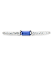 Load image into Gallery viewer, Sterling Silver Thin Tanzanite CZ Stacking Birthstone Ring