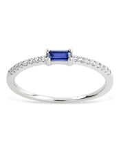 Load image into Gallery viewer, Sterling Silver Thin Tanzanite CZ Stacking Birthstone Ring