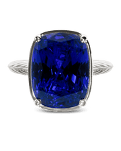 Load image into Gallery viewer, Sterling Silver Elongated Cushion Sapphire CZ Cocktail Ring