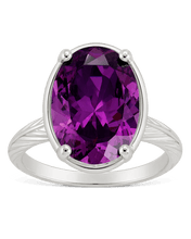 Load image into Gallery viewer, Sterling Silver Oval Cut Amethyst CZ Cocktail Ring