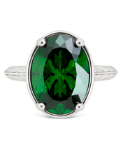Load image into Gallery viewer, Sterling Silver Oval Cut Emerald CZ Cocktail Ring