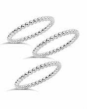 Load image into Gallery viewer, Sterling Silver Beaded Ring Set of 3