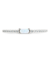 Load image into Gallery viewer, Sterling Silver Thin Opal CZ Stacking Birthstone Ring