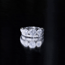 Load image into Gallery viewer, Vintage Inspired Moissanite 3 Stone Wedding Ring Set