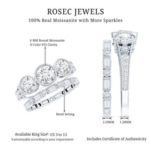 Load image into Gallery viewer, Vintage Inspired Moissanite 3 Stone Wedding Ring Set