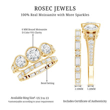 Load image into Gallery viewer, Vintage Inspired Moissanite 3 Stone Wedding Ring Set