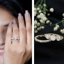 Load image into Gallery viewer, Vintage Inspired Moissanite 3 Stone Wedding Ring Set