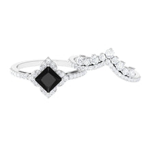 Load image into Gallery viewer, 0.5 Carat Black Onyx and Moissanite Statement Wedding Ring Set