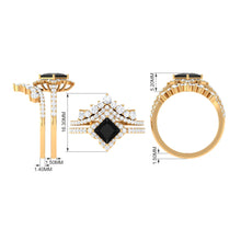 Load image into Gallery viewer, 0.5 Carat Black Onyx and Moissanite Statement Wedding Ring Set