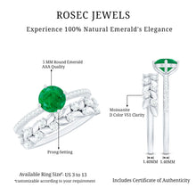 Load image into Gallery viewer, Nature Inspired Emerald Diamond Wedding Bridal Ring Set of 2