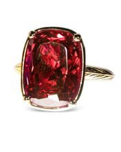 Load image into Gallery viewer, Sterling Silver Elongated Cushion Garnet CZ Cocktail Ring