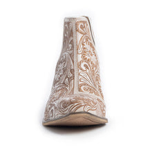 Load image into Gallery viewer, Western Moxie Hand-tooled Booties in White Chocolate - DON GREAT