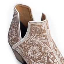 Load image into Gallery viewer, Western Moxie Hand-tooled Booties in White Chocolate - DON GREAT