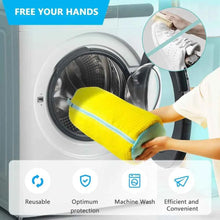 Load image into Gallery viewer, Durable Shoe Washing Machine Bag for All Shoe Types-Yellow with Blue Zipper,Ideal for Sneakers and Casual Shoes,Laundry Wash Bag